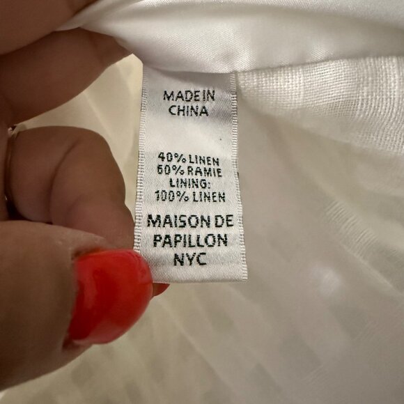 Maison de Papillon NYC Ivory Checkered Linen Strapless Top Womens Size Small - Picture 4 of 4